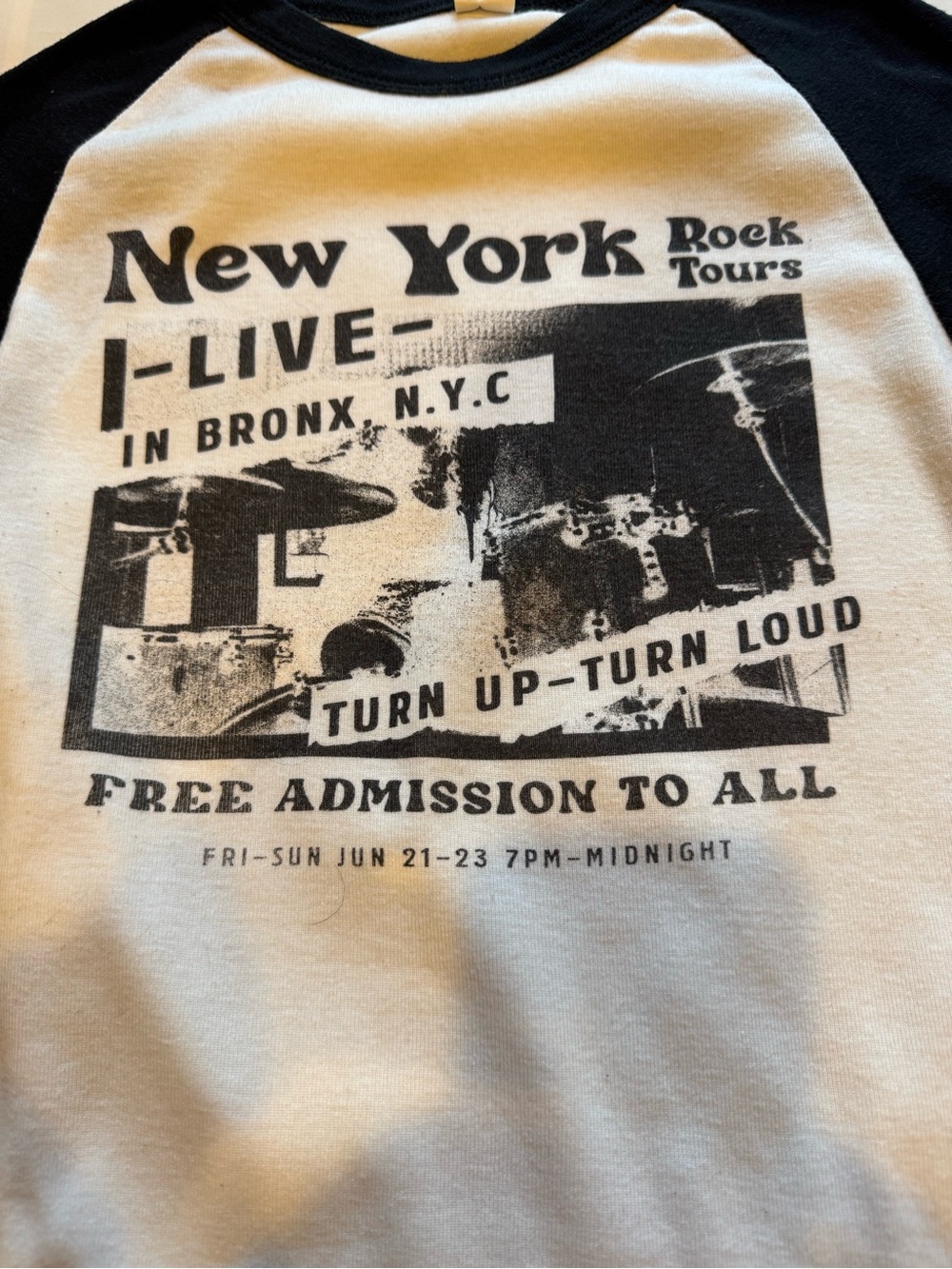 Girl's New York Rock Tours/Bronx NYC Graphic T-Shirt - Black/White - Large image 2